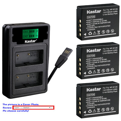 Kastar Battery LZD2 USB Charger for Fuji NP-W126 N-W126S Fujifilm HS30EXR Camera