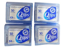 4 Packs (30 Per Pack) Q-Tips Swabs Travel Pack