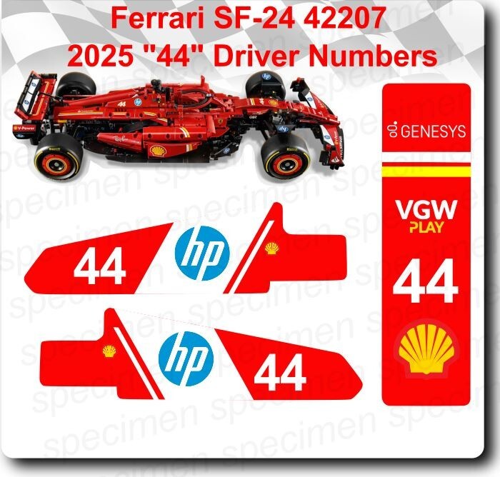 LEGO Ferrari SF-24 42207 Lewis Hamilton 44 Driver Number 2025