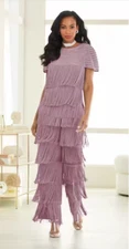 Sz 2X PLUS Ashro Lilac Formal Dinner Cocktail Easter Party Zazie Fringe Pant Set