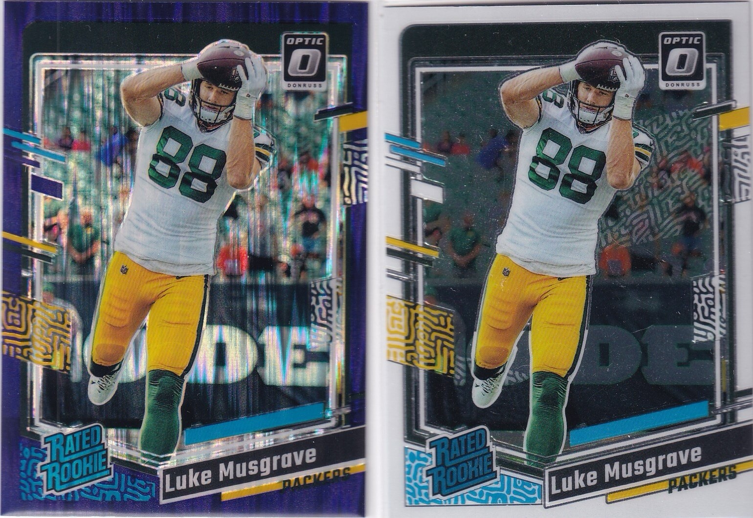 2023 Panini Optic - Rated Rookie Purple Shock Prizm #241 Luke Musgrave + BASE