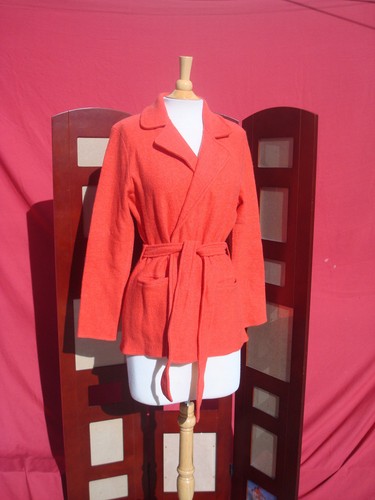New Anthropologie Sparrow Orange 100%Wool Women Open Front Blazer Cardigan Sz M - Picture 2 of 11