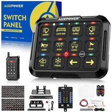 AUXPOWER RGB 12 Gang Switch Panel Toggle LED Light Bar Touch Switch Relay System