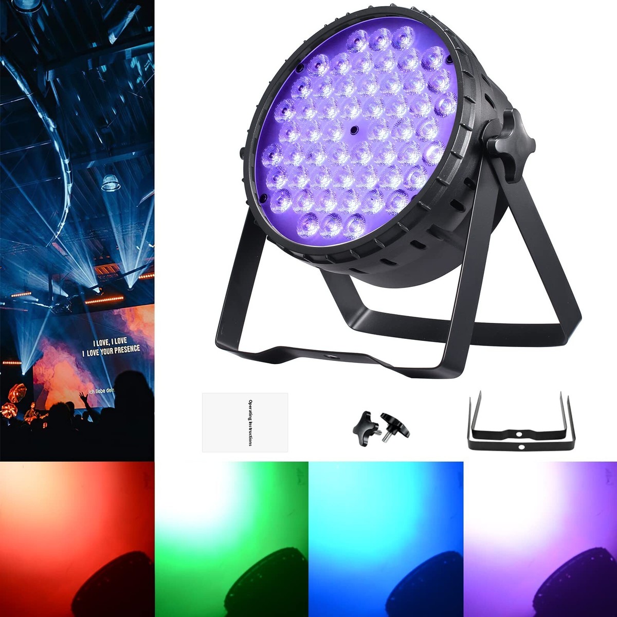 BETOPPER Stage Lights for Parties, 54x3W LED Par Lights RGB, DMX