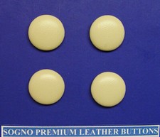 4 Made in USA 20mm light beige/cream color genuine leather covered jacket button