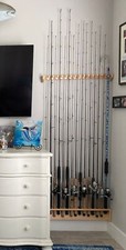Custom Fishing Rod Rack, Solid Maple Wood  15 Rods, 32 Inches