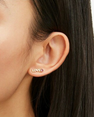 kate spade- Love You Mom- Heart Stud Mini Earrings- Pink- NWT