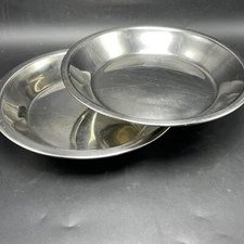 2 Stainless Steel Pie Pans Plates Dishes 9” Unbranded Metal