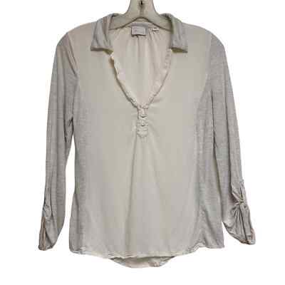 Anthropologie POSTMARK Rolltab 2 Tone Henley Top Size XS GUC
