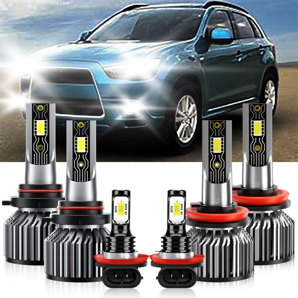 Para Mitsubishi RVR 2011-2019 LED Faro Bombilla Alto Bajo + Kit Luz Antiniebla 6x 6500K Foto 2 de 4