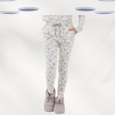Ex Fat Face Damen Leggings Creme Elfenbein Vogel Pyjama Lounge Baumwolle