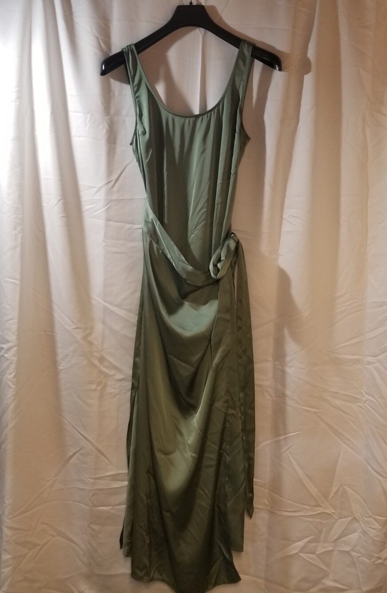 abercrombie sage green dress Fitch Maxi Size Small Faux Wrap Slip Dress NWT Formal Events