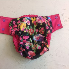 Bella Luna Pocket Cloth Diaper Small Black Floral Pink No Insert