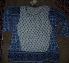 NEW Lucky Brand 3/4 Sleeve Women Ladies Top Shirt Plus 1X NEW NWT KK45
