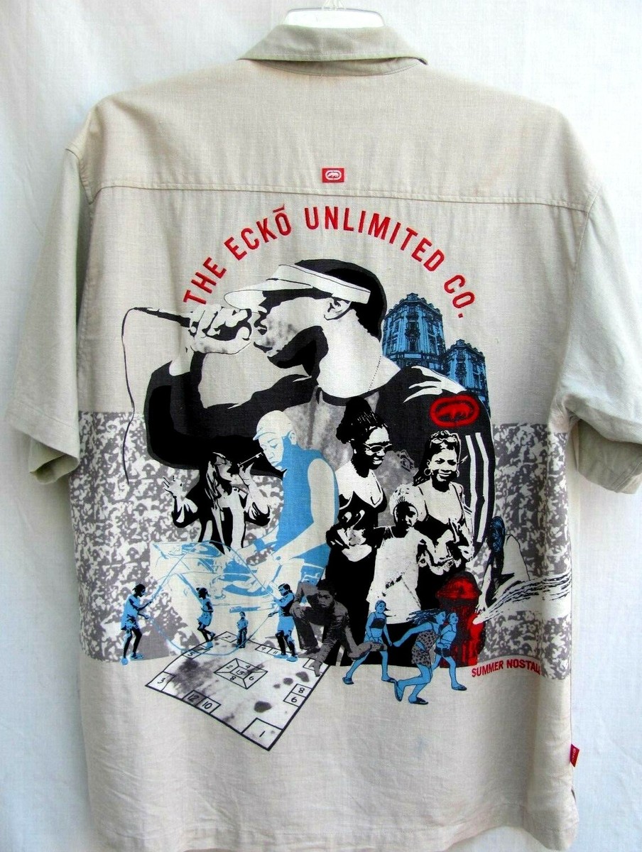 トップス ECKO UNLTD All Over Pattern Shirt ECKO UNLTD ALL OVER GRAPHIC TEE COMICS SERIES XL COTTON