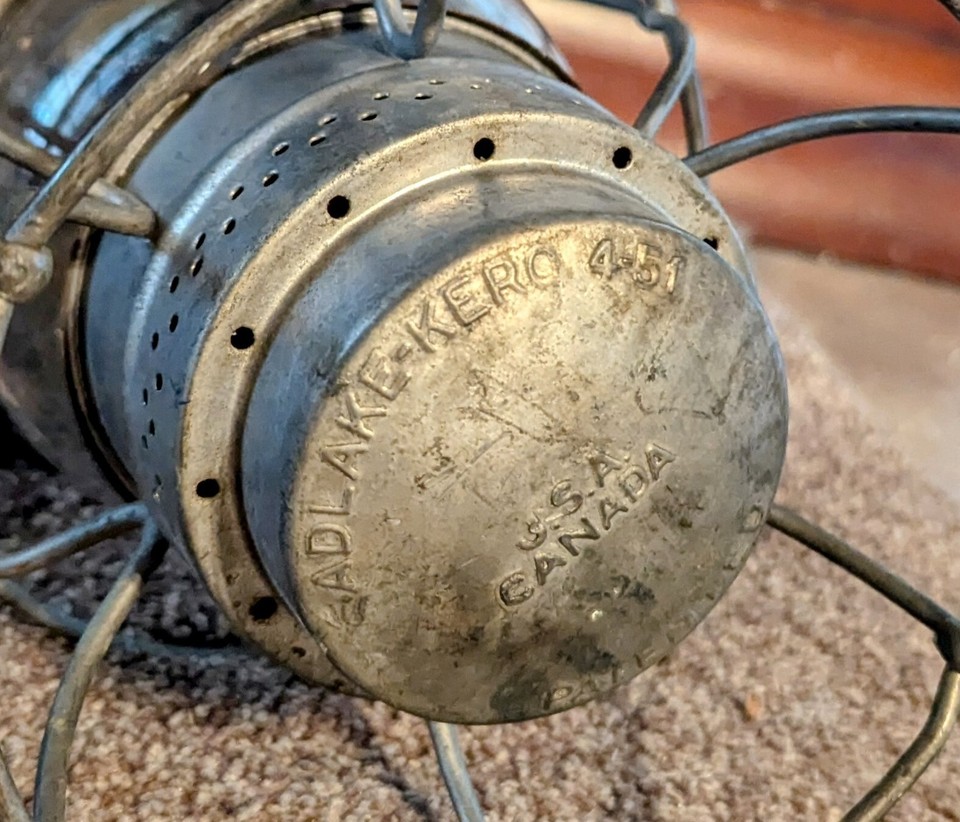 Antique Train Railroad Lantern Railway CPR HIRAM PIPER Wooden Handle 2