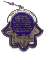 Nuevo Colgante de Pared Metal Hamsa Hogar Bendición Español Israel Jerusalén Morado