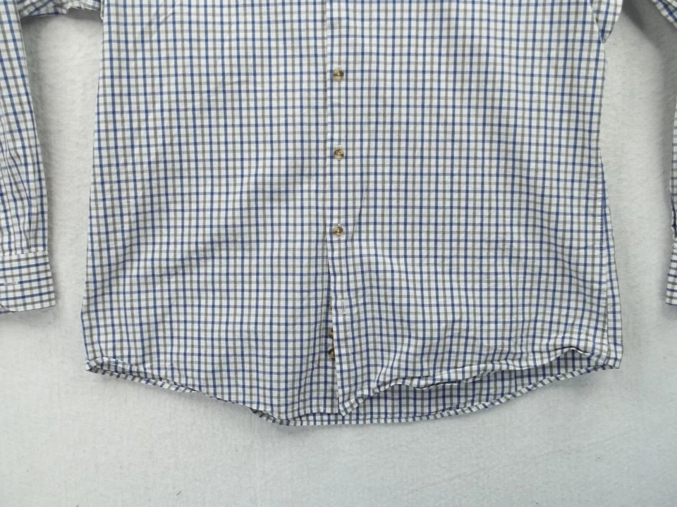 Camisa de manga larga Bar III ajustada para hombre azul y gris a rayas con botones talla XL Foto 3 de 4