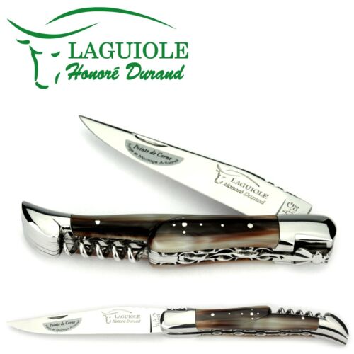 Laguiole Honoré Durand couteau de poche double carte cor 12 cm couteau tire-bouchon - Photo 1/6