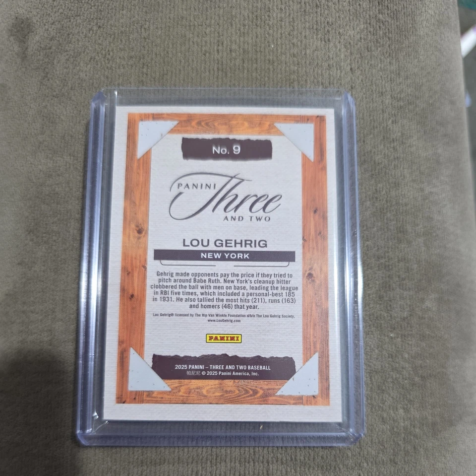 2025 Panini Three and Two Lou Gehrig Blank Slate SSP Case Hit Yankees HOF No.9 - Image 2 of 2