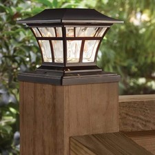 Hampton Bay Mediterranean Bronze LED Solar Deck Post Light