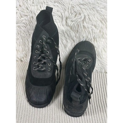 UGG Cayli Womens Sz 7 Waterproof Leather Suede Lace Up Black Mini Boots #1095160