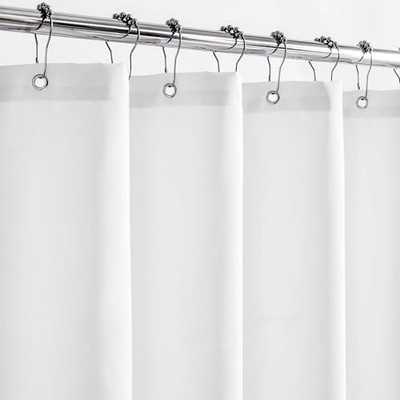  Short Waterproof Fabric Shower Curtain Liner 72''W x 68''L (Pack of 1) White