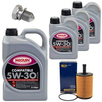 MotoröL Filter Set 5W-30 Plus Meguin 8 Liter + Schraube FüR VW Transporter V 2.5