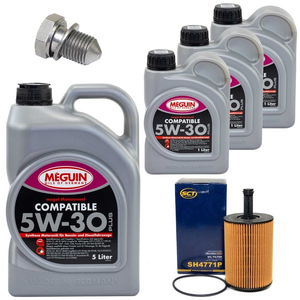 MotoröL Filter Set 5W-30 Plus Meguin 8 Liter + Schraube FüR VW Transporter V 2.5-image
