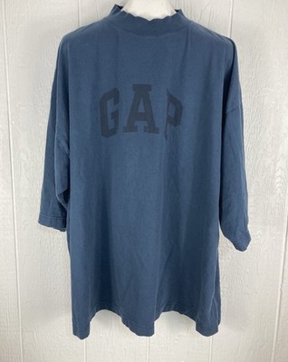 YZY GAP Yeezy Engineered by Balenciaga Dove 3/4 Sleeve T Shirt Navy Blue Large