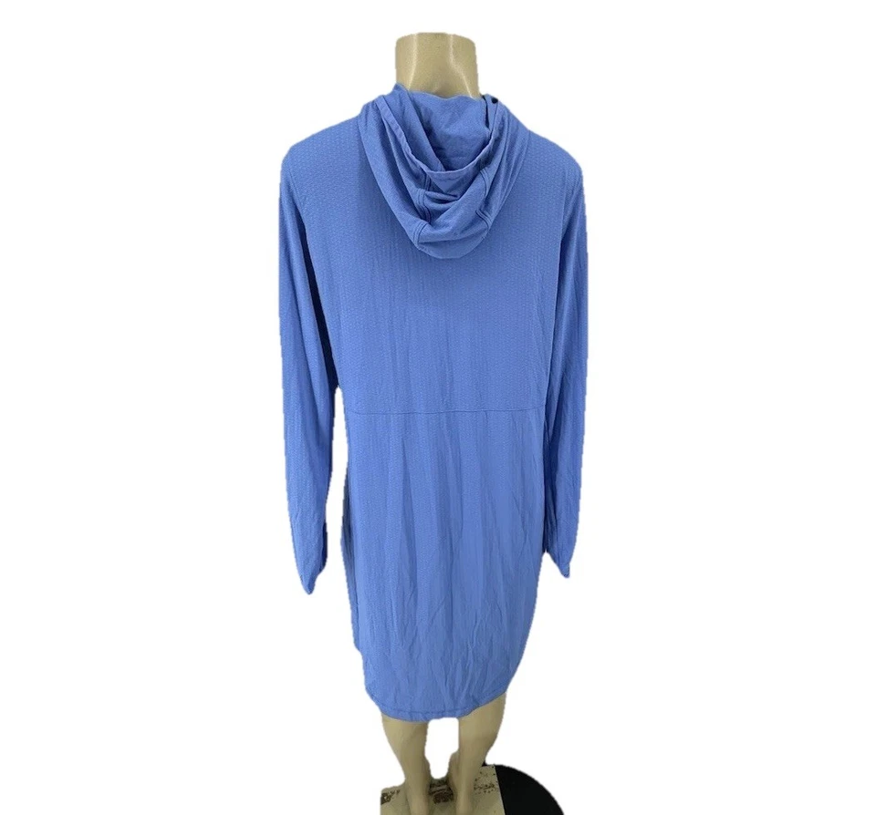 L. L. Bean Mediano Reg Mujeres Manga Larga Traje de Baño Cubierta Vestido Con Capucha Azul K4-2 Foto 3 de 4