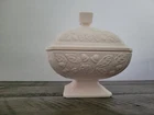 Jeanette Shell Pink Milk Glass Acorn & Leaf Candy Dish set