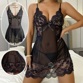 Women's Sexy-Lingerie Babydoll Sleepwear Underwear Lace Dress G-String Nightwear