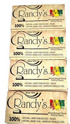 Rolling Papers Randy's Wired Roots Natural Hemp 1 1/4 Size 24 Leaves - 4 Packs