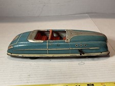 Marx 1950's Buick Convertible Blue Tin Litho Wind-up Toy Car, Works