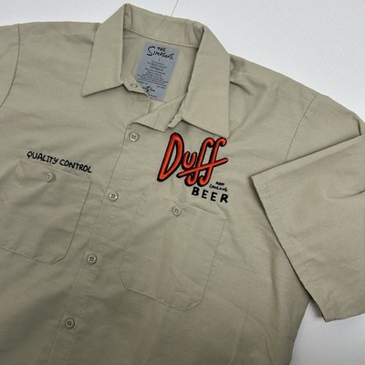 Universal Studios The Simpsons Duff Beer Work Shirt Size Large Quality Control