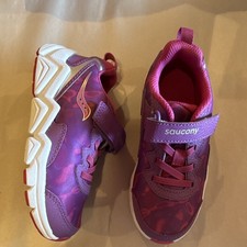 Saucony Girls Purple Pink White Hook & Loop Low Top Athletic Sneakers 11.5W