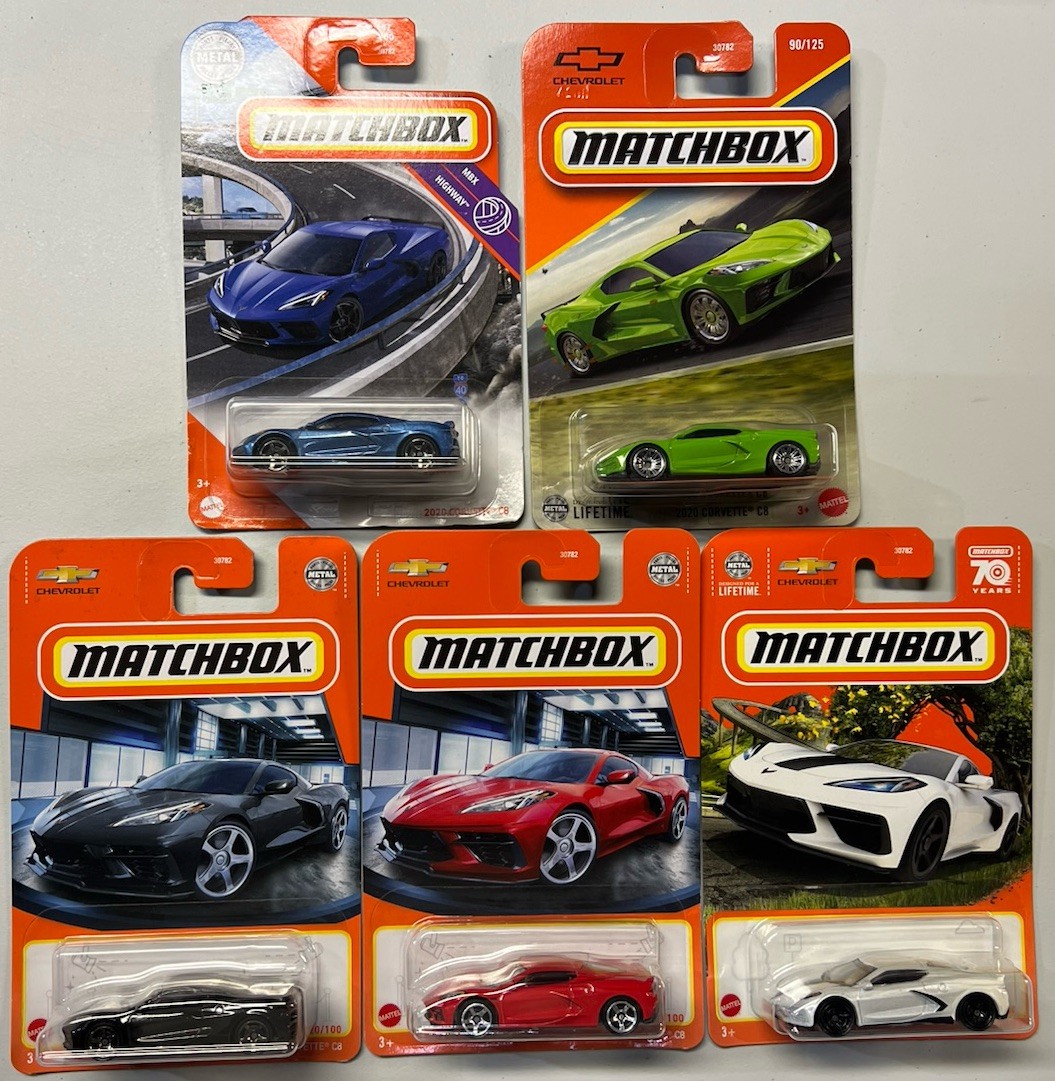 NEW 2025 Matchbox 2020 Chevy Corvette C8 WHITE, RED, BLACK, BLUE
