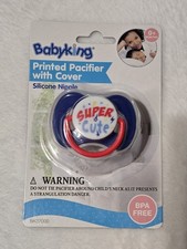 New Baby King Printed Pacifier W/ Cover Silicone Nipple SUPER CUTE