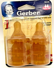 Gerber Bottle Three Hole Design Nipples 6 pack brown 2004 VTG Vintage