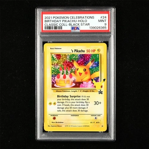 PSA 9 MINT 2021 Pokemon ENG Birthday Pikachu #24 Holo(1)