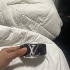 Louis Vuitton Men’s Black/Gray Damier Check Dress Belt w/ LV Logo Buckle — photo 1