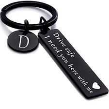 drive safe keychain for him her - key chains for men i need you here Black D