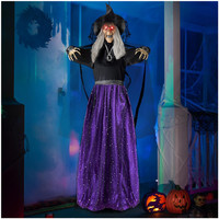HäNgende Hexe Dekoration 119,4 Cm Mit Beleuchteten Augen Und Sound FüR Halloween