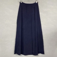 VTG Women’s Long Skirt 100% Silk 6 Navy Blue Refined Minimalist Quiet Luxury