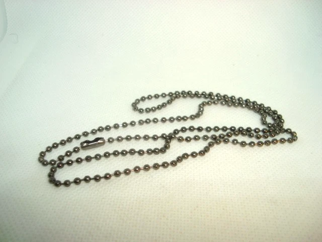 24" pulg. Cadena de bolas de cuentas de metal armado (gris) cadena de broche de collar cadena de 24" pulgadas (L) Foto 2 de 4