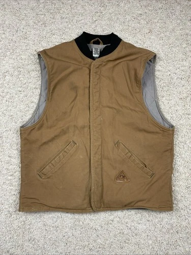 Bulwark FR Vest Sz L Brown Button Snap Flame Resistant Work Wear Men's Pockets - product listing photo