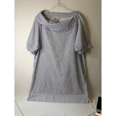 Finley Spectator Portrait Collar Textured Stripe Dress Seersucker Crinkle XL