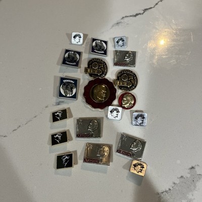 Vintage Soviet Union Communist Rally Veteran Pins Badges  USSR Lenin LOT 19 RARE