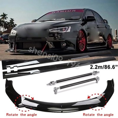 Front Bumper Lip Spoiler Splitter/Strut Rods/Side Skirts For Mitsubishi EVOX 8 9